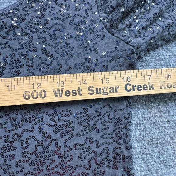 Banana‎ Republic Top Womens Small Black Sequins Dark Fairy Boho Sparkle Glitter - Picture 11 of 14